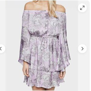 BARDOT BRITT LAVENDER FLORAL OFF THE SHOULDER DRESS | Size 6 CottageCore